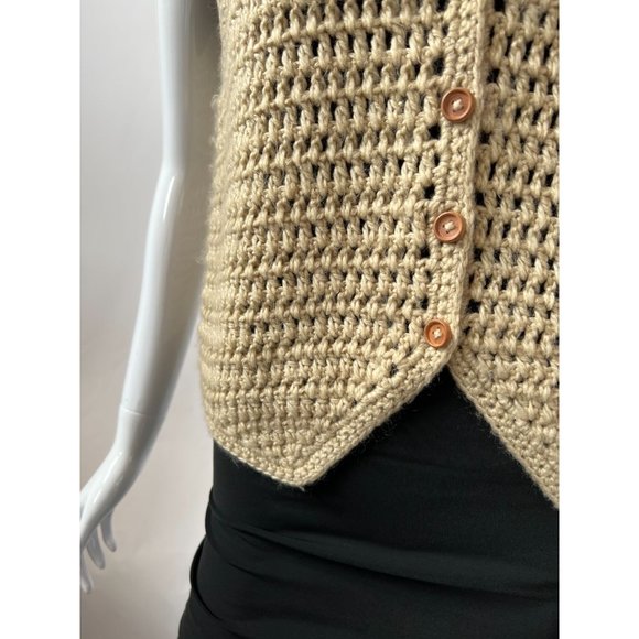 Partners Crochet Vest Size Medium Beige Acrylic - Picture 2 of 13